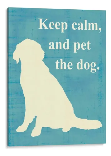 Cream-colored silhouette of a seated dog on a turquoise background with a white typographic message